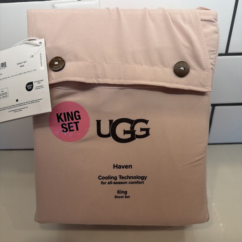 NEW UGG Haven Cooling Technology all Season Comfort "King Sheet Set" - Rose Tint
